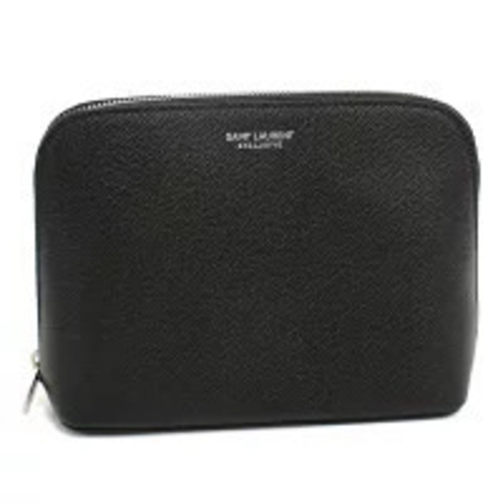 Saint Laurent Pouch Clutch Leather Black Bag